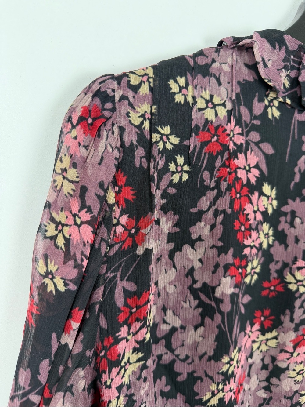 Polo Ralph Lauren Floral Long Sleeve Buttonup Blouse Small Black Pink - Picture 4 of 9